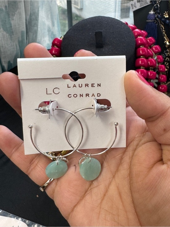 Kohl's Jewelry - Kohl's LC Lauren Conrad Silver Hoops with Mint Green Drops